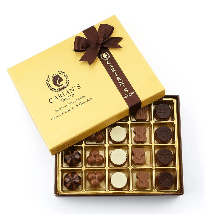 Special Gold Chocolate Gift Box With Royal Ribbon